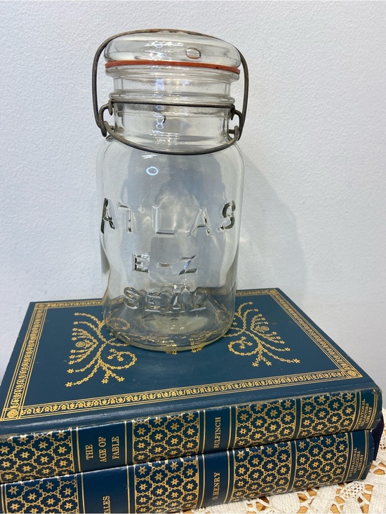 Other - Vintage Atlas E-Z Seal Clear Glass Canning Jar with Glass Lid